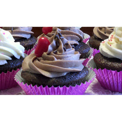 Chocolate Cupcakes with Chocolate Frosting and Red Heart